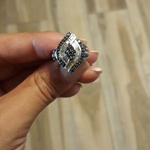 Sterling silver with black and white diamonds